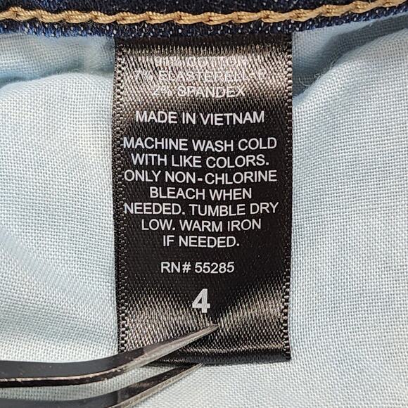 Express Jeans Womens 4 Blue Mid Rise Cropped Skinny Leg Stretch Denim Distressed - Picture 8 of 15